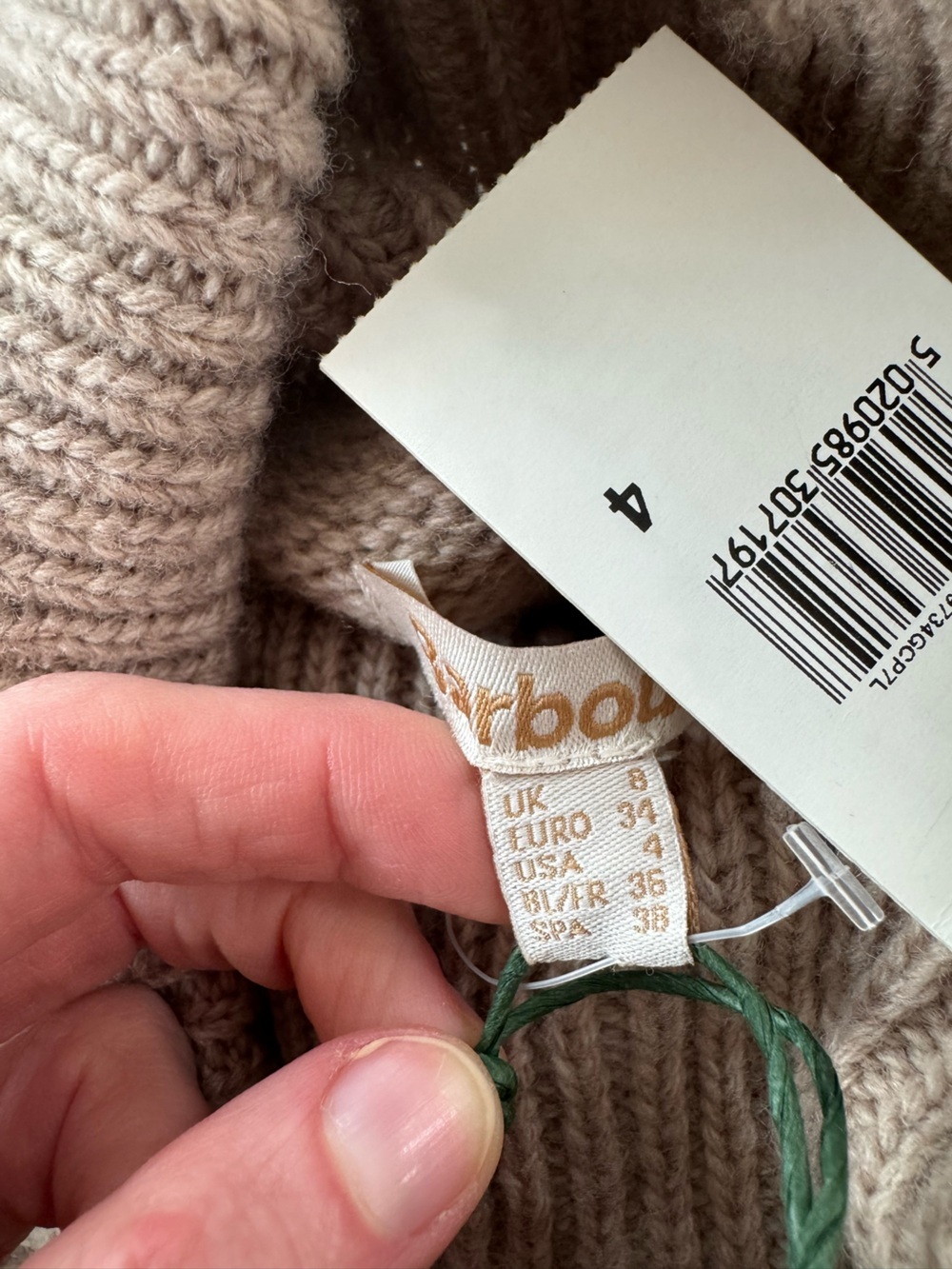 BARBOUR Woodlane Cable Knit Dress in Nougat Tan Size 4 NWT - Picture 9 of 11